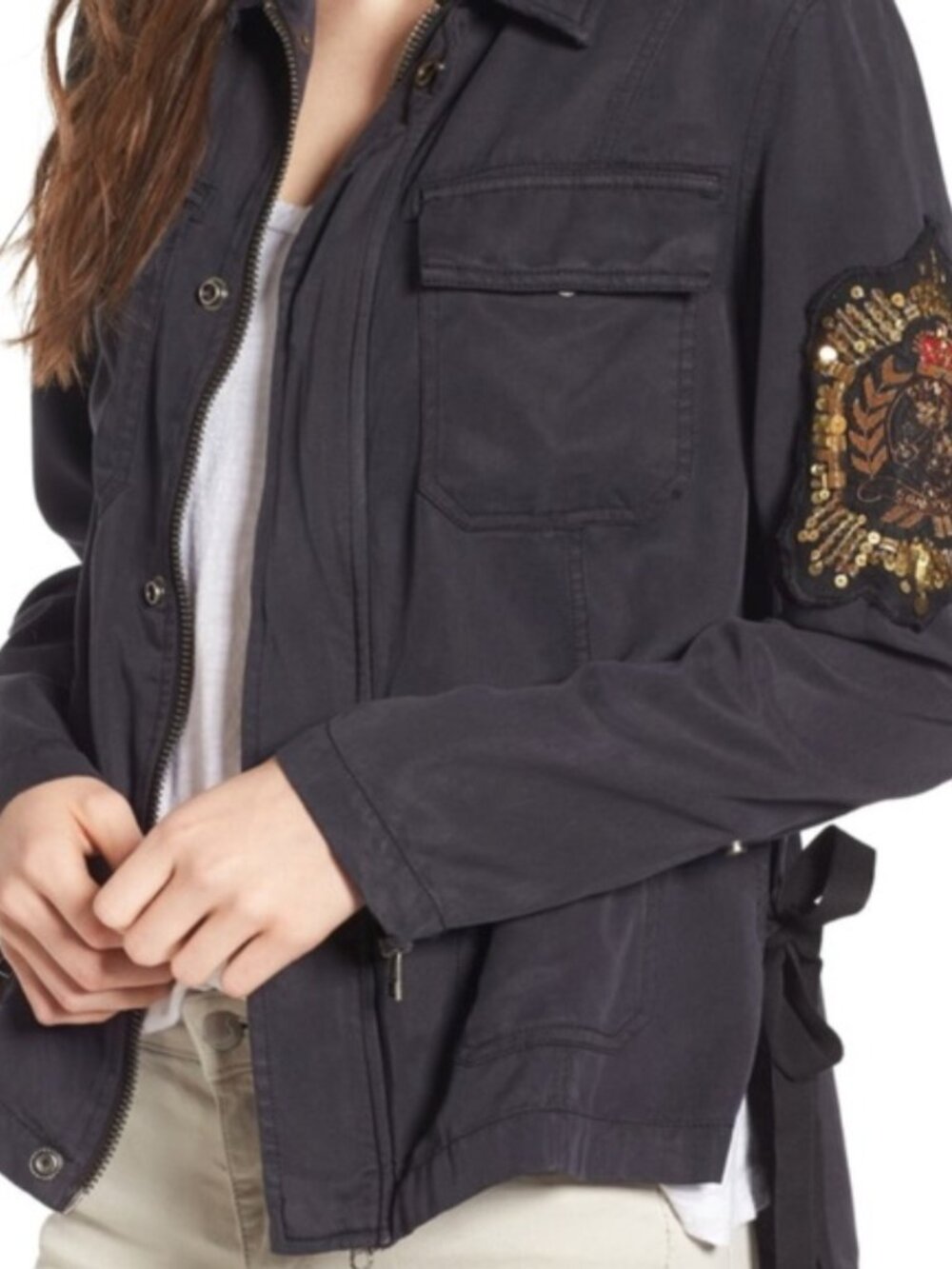 Pam & Gela black Feminist Gangsta side tie utility jacket - Small - Picture 3 of 3